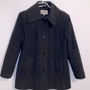 LONDON FOG Charcoal Grey Wool Peacoat